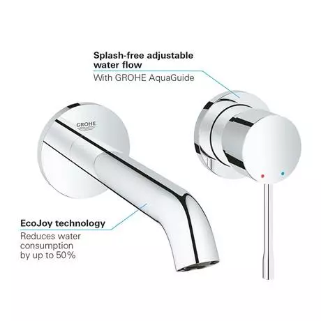 Grohe Essence Wall Mounted Basin Mixer Tap - Chrome 4 Grohe Essence Wall Mounted Basin Mixer Tap - Chrome - Image 4