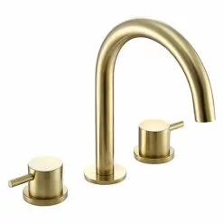 JTP Vos Brushed Brass 3 Hole Deck Mounted Basin Mixer
