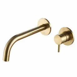 JTP Vos Brushed Brass Wall Mounted Single Lever Basin Mixer