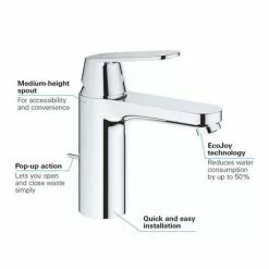 Grohe Eurosmart Cosmopolitan M-Size Mono Basin Mixer with Pop-up Waste - 23325000 -Basin Taps Shop 23325000 D2 460