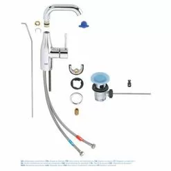 Grohe Essence M-Size Mono Basin Mixer with Pop-up Waste - Chrome - 23462001 -Basin Taps Shop 23462001 D2 460