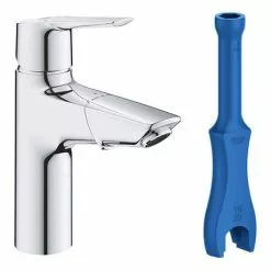 Grohe QuickFix Start Mono Basin Mixer with Pull Out Spout + Push-Open Waste - 24205003 -Basin Taps Shop 24205003 D5 460