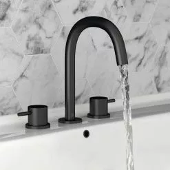JTP Vos Matt Black 3 Hole Deck Mounted Basin Mixer -Basin Taps Shop 28193MB D2 460