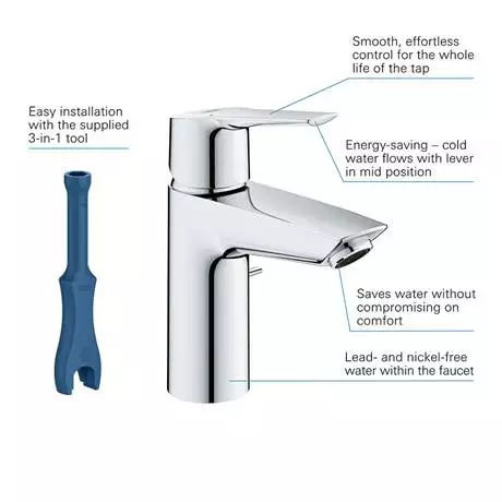 Grohe QuickFix Start SilkMove ES S-Size Mono Basin Mixer with Pop-up Waste - 31137002 2 Grohe QuickFix Start SilkMove ES S-Size Mono Basin Mixer with Pop-up Waste - 31137002 - Image 2