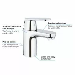 Grohe Eurosmart Cosmopolitan Mono Basin Mixer with Pop-up Waste - 3282500E -Basin Taps Shop 3282500E D2 460