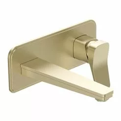 JTP Hix Brushed Brass Wall Mounted Single Lever Basin Mixer