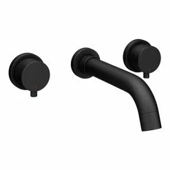 Arezzo Round Matt Black Wall Mounted (3TH) Basin Mixer Tap