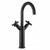 JTP Solex Matt Black Tall Swivel Spout Basin Mixer