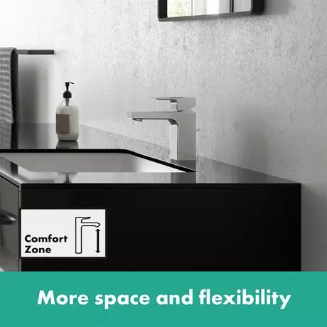 Hansgrohe Vernis Shape Single Lever Basin Mixer 100 with Pop-up Waste - Chrome - 71561000 3 Hansgrohe Vernis Shape Single Lever Basin Mixer 100 with Pop-up Waste - Chrome - 71561000 - Image 3