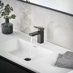 Hansgrohe Vernis Shape Single Lever Basin Mixer 100 with Pop-up Waste - Matt Black - 71561670 6 Hansgrohe Vernis Shape Single Lever Basin Mixer 100 with Pop-up Waste - Matt Black - 71561670 -Basin Taps Shop 71561670.ai1 460