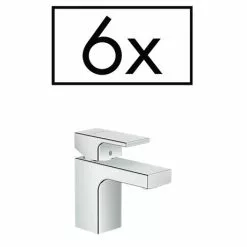 Hansgrohe Pack of 6 Vernis Shape Single Lever Basin Mixer 70 with Pop-up Waste - Chrome - 71596000