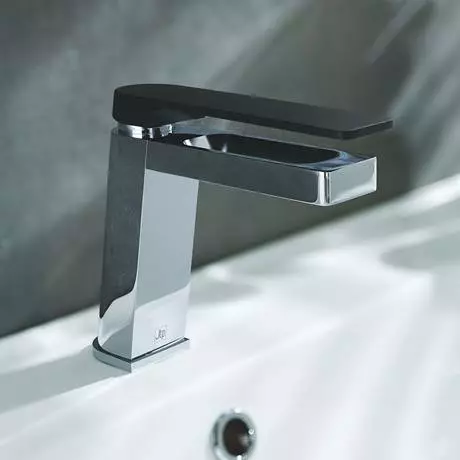 JTP Axel Chrome Single Lever Basin Mixer with Matt Black Handle 3 JTP Axel Chrome Single Lever Basin Mixer with Matt Black Handle - Image 3