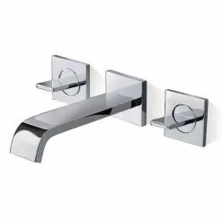 Roca Flat Wall Mounted 3-Hole Basin Mixer - A5A4732C0N
