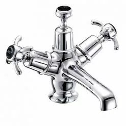 Burlington Anglesey Black Basin Mixer with Click-Clack Waste