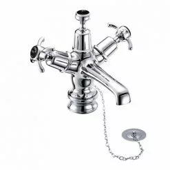 Burlington Anglesey Regent Black Basin Mixer with Plug & Chain Waste