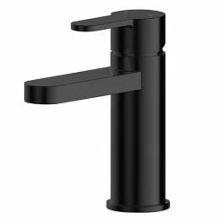 Toreno Round Black Mono Basin Mixer with Push Button Waste