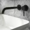 Arezzo Fluted Round Matt Black Wall Mounted (2TH) Basin Mixer Tap