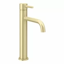 Arezzo Round Brushed Brass High Rise Mono Basin Mixer Tap -Basin Taps Shop AZBBHRT n detail1 460
