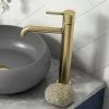 Arezzo Round Brushed Brass High Rise Mono Basin Mixer Tap