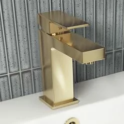 Arezzo Square Brushed Brass Mono Basin Mixer Tap