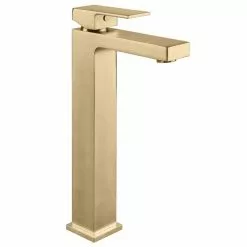Arezzo Square Brushed Brass High Rise Mono Basin Mixer Tap