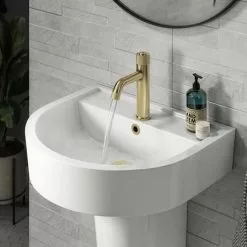 Arezzo Brushed Brass Industrial Style 1-Touch Basin Tap 10 Arezzo Brushed Brass Industrial Style 1-Touch Basin Tap -Basin Taps Shop AZIS1TBB n d5 460