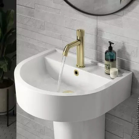 Arezzo Brushed Brass Industrial Style 1-Touch Basin Tap 5 Arezzo Brushed Brass Industrial Style 1-Touch Basin Tap - Image 5