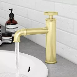 Arezzo Brushed Brass Industrial Style Mono Basin Mixer