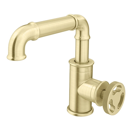 Arezzo Brushed Brass Industrial Style Side Tap Head Basin Mixer 1 Arezzo Brushed Brass Industrial Style Side Tap Head Basin Mixer