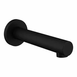 Arezzo Matt Black Round Wall Mounted Straight Bath Spout