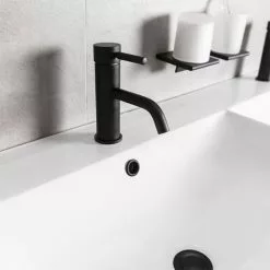 BagnoDesign M-Line Matt Black Mono Basin Mixer -Basin Taps Shop BDM MLI 301S BK D2 460