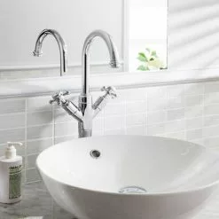 Crosswater - Belgravia Crosshead Tall Monobloc Basin Mixer Tap - Chrome - BL118DNC -Basin Taps Shop BL118DNC D2 460