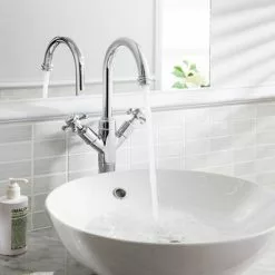 Crosswater - Belgravia Crosshead Tall Monobloc Basin Mixer Tap - Chrome - BL118DNC -Basin Taps Shop BL118DNC D3 460