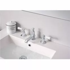 Crosswater Belgravia Lever 3 Tap Hole Basin Mixer - BL130DNC_LV 3 Crosswater Belgravia Lever 3 Tap Hole Basin Mixer - BL130DNC_LV -Basin Taps Shop BL130DPC LV D1 375