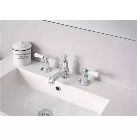 Crosswater Belgravia Lever 3 Tap Hole Basin Mixer - BL130DNC_LV 2 Crosswater Belgravia Lever 3 Tap Hole Basin Mixer - BL130DNC_LV - Image 2