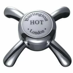 Burlington Anglesey Regent - Chrome 2 Tap Hole Bridge Basin Mixer with Plug & Chain - ANR10 -Basin Taps Shop BUR ANGLESEY TAPHEAD3 375