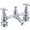 Burlington Anglesey Regent - Chrome 2 Tap Hole Bridge Basin Mixer with Plug & Chain - ANR10