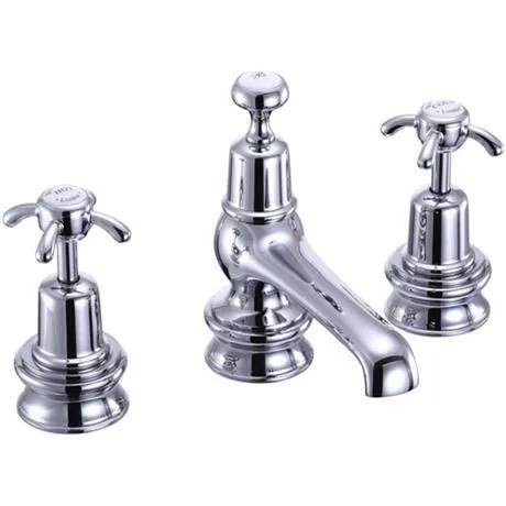 Burlington Anglesey Regent - Chrome 3 Tap Hole Basin Mixer with Pop Up - ANR12 1 Burlington Anglesey Regent - Chrome 3 Tap Hole Basin Mixer with Pop Up - ANR12