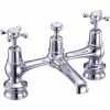 Burlington Claremont Regent - Chrome 2 Tap Hole Bridge Basin Mixer with Plug & Chain - CLR10