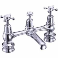 Burlington Claremont Regent - Chrome 2 Tap Hole Bridge Basin Mixer with Plug & Chain - CLR10