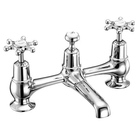 Burlington - Birkenhead 2 Tap Hole Bridge Basin Mixer with Plug & Chain - BI10 1 Burlington - Birkenhead 2 Tap Hole Bridge Basin Mixer with Plug & Chain - BI10