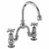 Burlington - Birkenhead 2TH Bridge Curved Spout Basin Mixer (200mm centers) w Plug & Chain