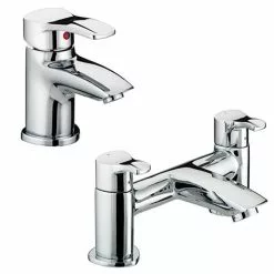 Bristan Capri Contemporary Basin + Bath Filler Tap Pack (inc. Basin Pop-up Waste)
