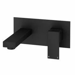 Arezzo Square Matt Black Wall Mounted Basin Mixer Tap