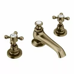 Chatsworth 1928 Antique Brass 3TH Crosshead Basin Mixer Tap + Waste -Basin Taps Shop CH3BASBRA d4 460
