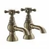 Chatsworth 1928 Antique Brass Crosshead Pillar Basin Taps