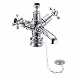 Burlington Claremont Regent Black Basin Mixer with Plug & Chain Waste