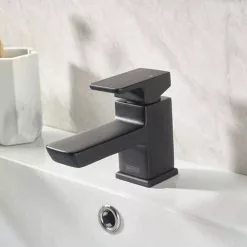 Bristan Cobalt Black Mono Basin Mixer with Clicker Waste -Basin Taps Shop COB BAS BLK D4 460