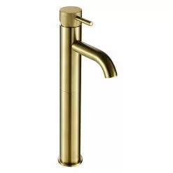 JTP Vos Brushed Brass Tall Single Lever Basin Mixer with Designer Handle
