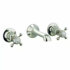 Crosswater - Belgravia Crosshead Wall Mounted 3 Hole Set Basin Mixer - Nickel - HG131WNN